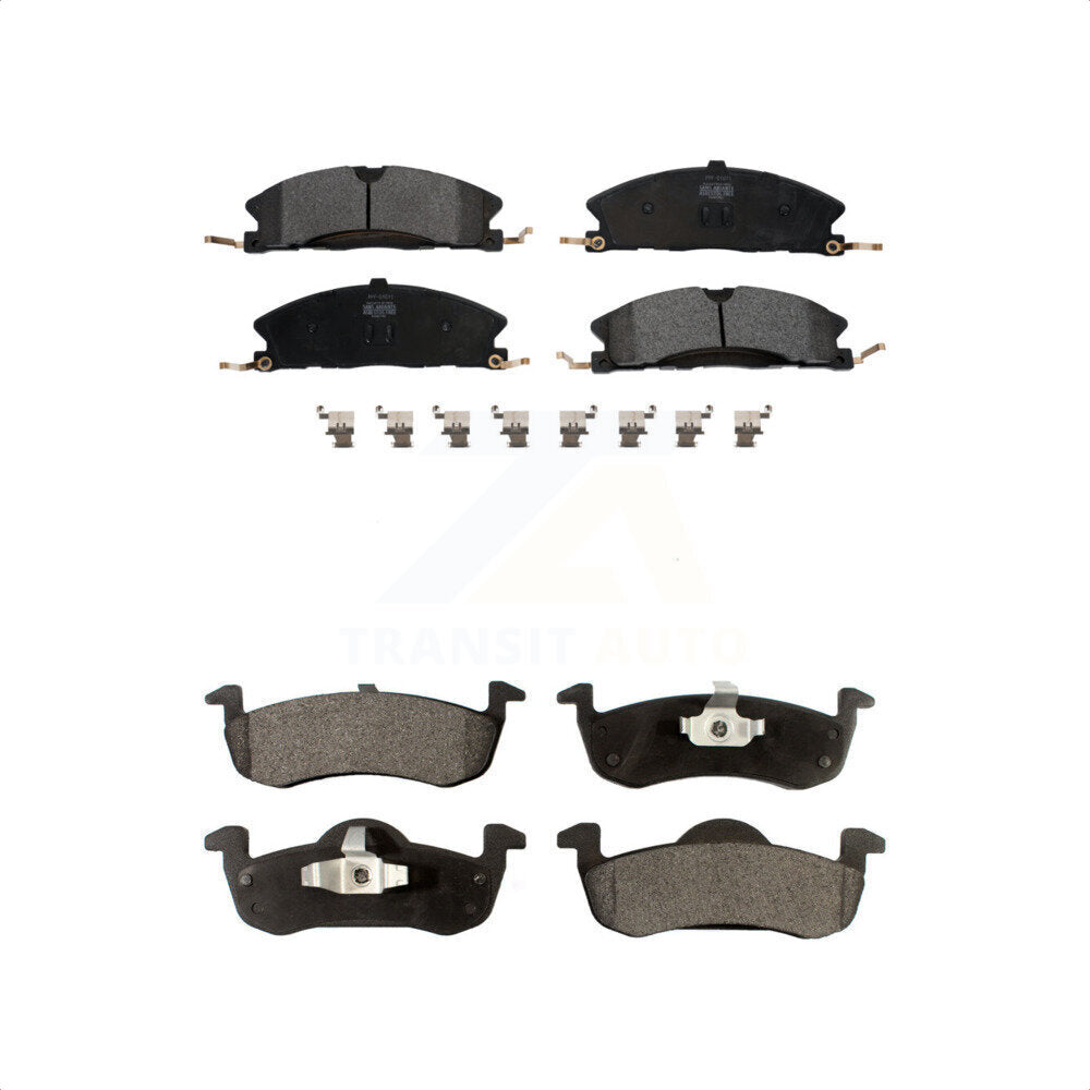 Front Rear Semi-Metallic Brake Pads Kit For 2017-2019 Lincoln MKT With Vented Rotors KPF-100237