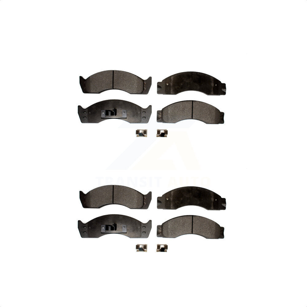 Front Rear Semi-Metallic Brake Pads Kit For Ford E-450 Econoline Super Duty F53 F F-Super F-53 Motorhome Chassis F-59 Commercial Stripped KPF-100571