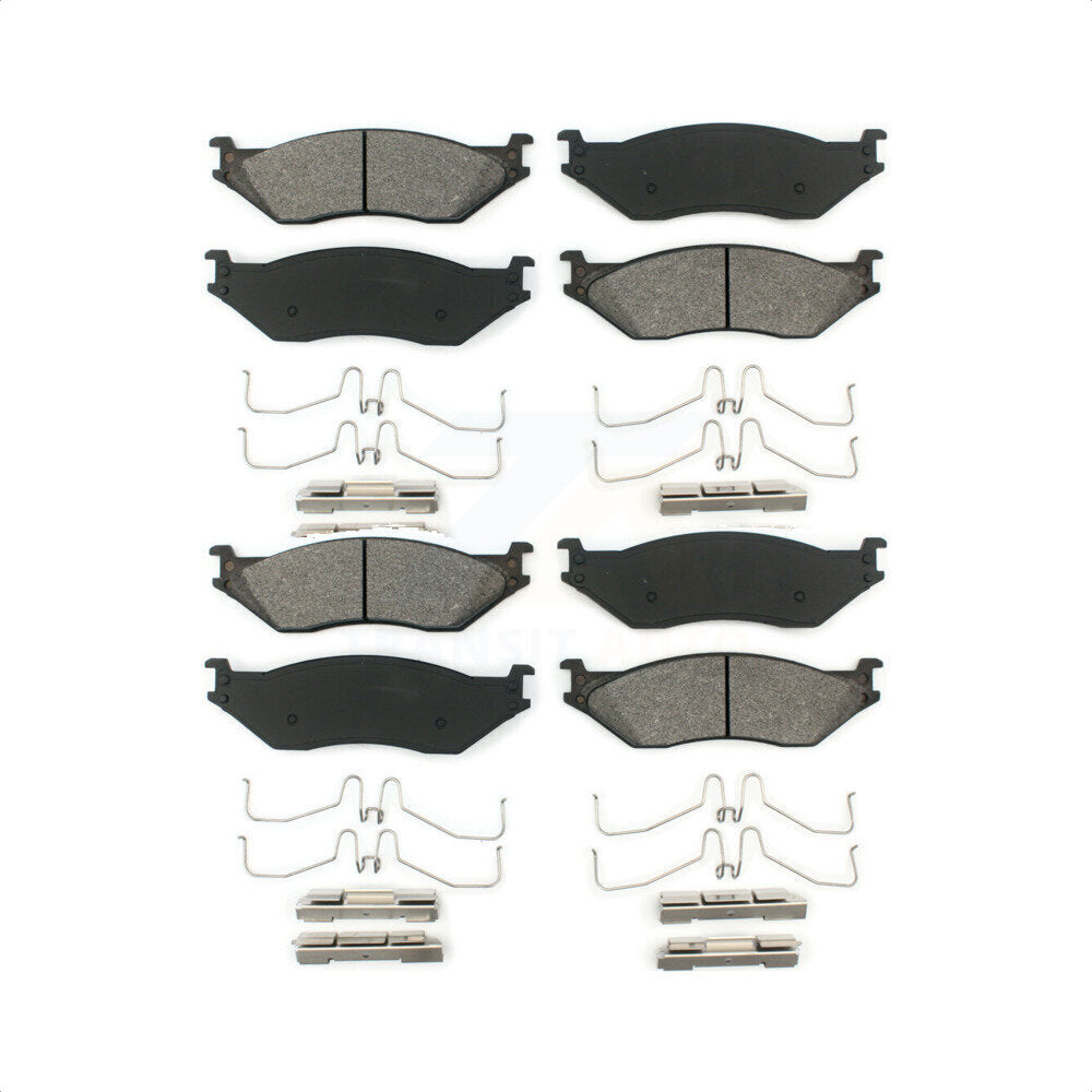 Front Rear Semi-Metallic Brake Pads Kit For Ford F-450 Super Duty F-550 F-59 Commercial Stripped Chassis International IC Corporation LCF CF500 CF600 TerraStar AE School Bus E-550 AC F-53 Motorhome Econoline KSM-100545