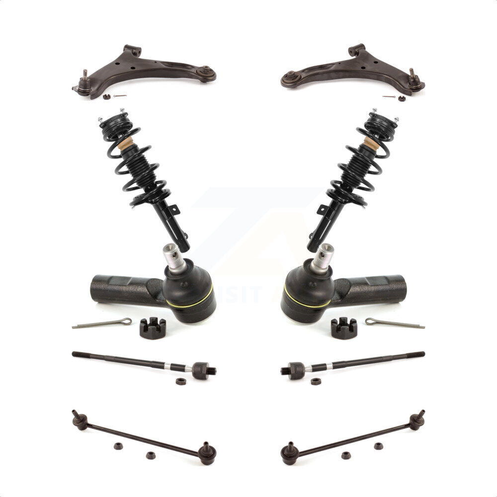 Front Control Arms Assembly And Complete Shock Tie Rods Link Sway Bar Suspension Kit (10Pc) For 2006-2013 Suzuki Grand Vitara KSS-104004
