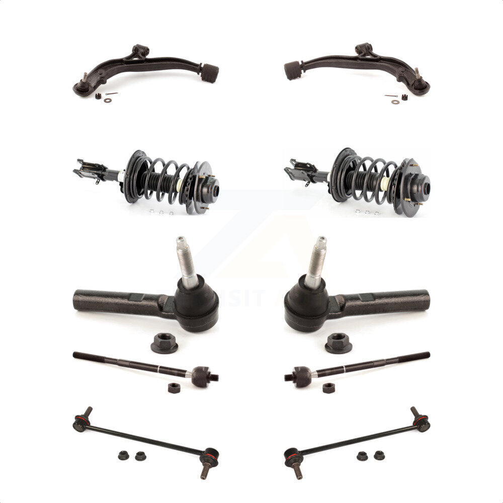 Front Control Arms Assembly And Complete Shock Tie Rods Link Sway Bar Suspension Kit (10Pc) For Dodge Chrysler Grand Caravan Town & Country Voyager Excludes Raised Roof Handicap Models KSS-104011