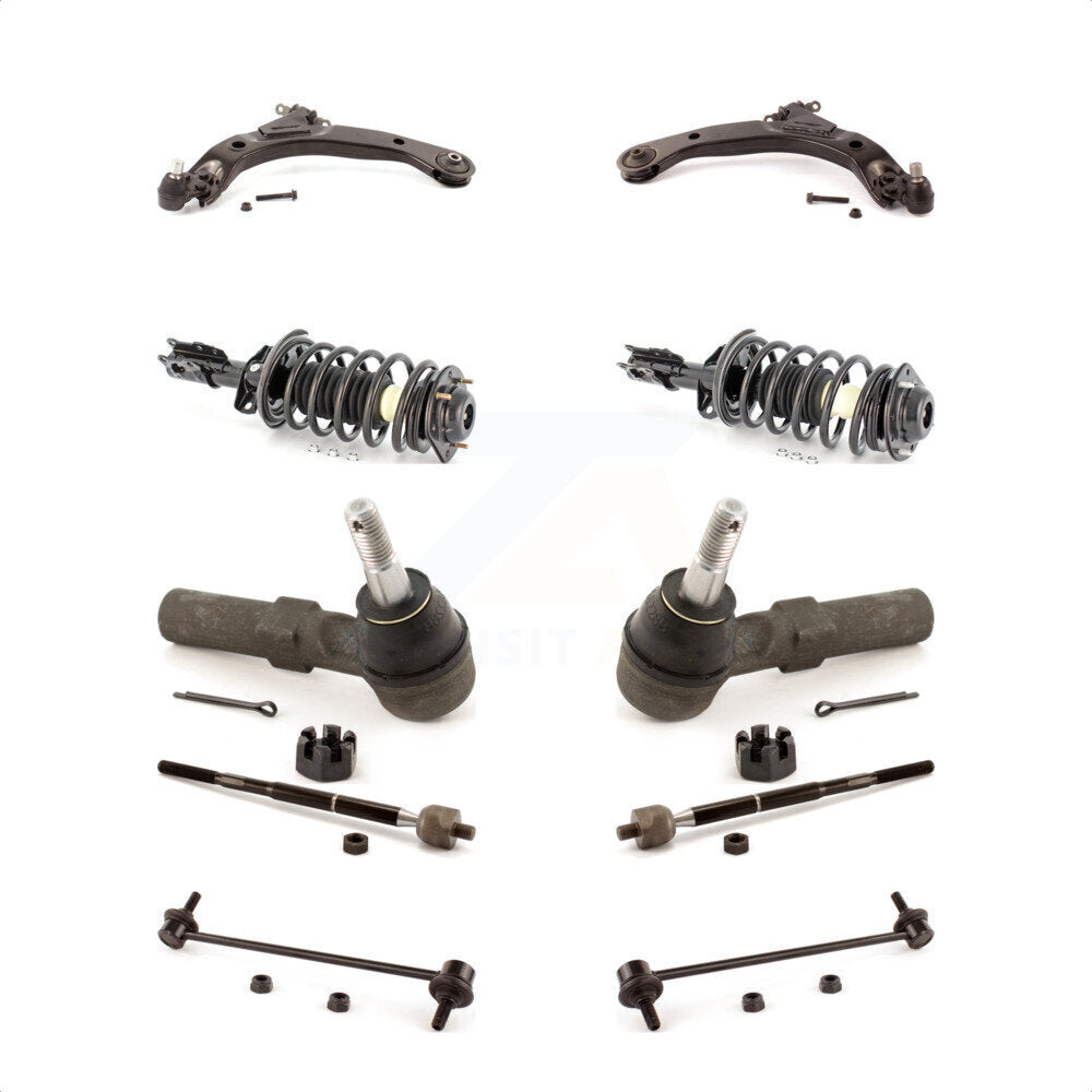 Front Control Arms Assembly And Complete Shock Tie Rods Link Sway Bar Suspension Kit (10Pc) For Pontiac G5 Pursuit With FE1 11.80" Center To Length KSS-104013
