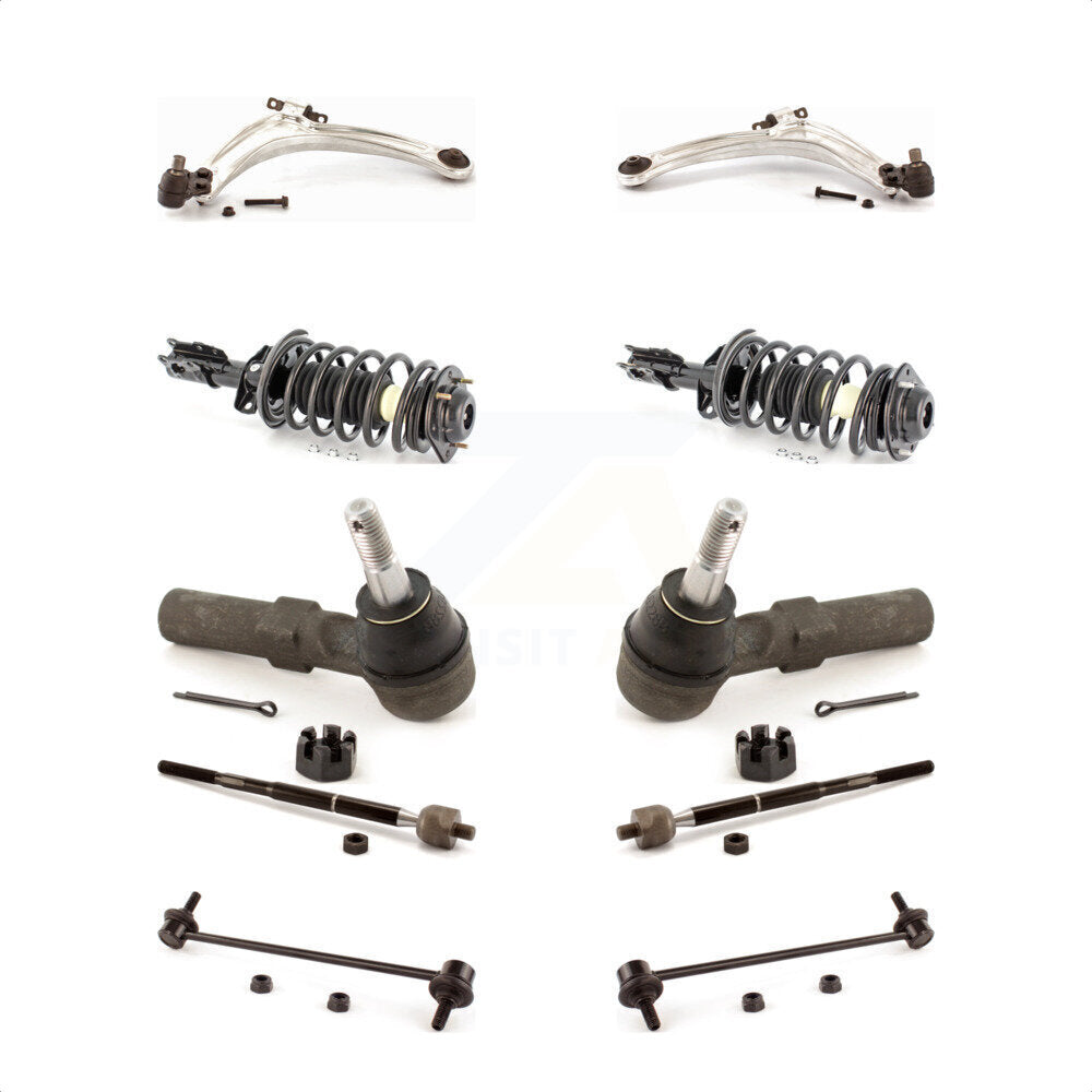Front Control Arms Assembly And Complete Shock Tie Rods Link Sway Bar Suspension Kit (10Pc) For 2005-2006 Pontiac Pursuit With FE3 11.80" Center To Length KSS-104015