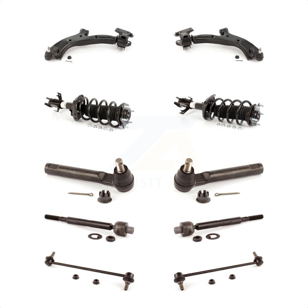 Front Control Arms Assembly And Complete Shock Tie Rods Link Sway Bar Suspension Kit (10Pc) For 2007-2011 Honda CR-V Vehicles Manufactured In USA KSS-104018