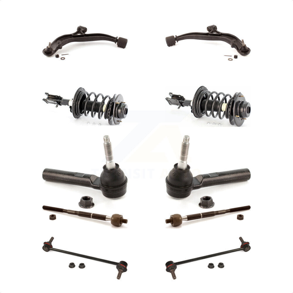 Front Control Arms Assembly And Complete Shock Tie Rods Link Sway Bar Suspension Kit (10Pc) For 2005-2007 Dodge Grand Caravan Chrysler Town & Country Excludes Raised Roof Handicap Models KSS-104020