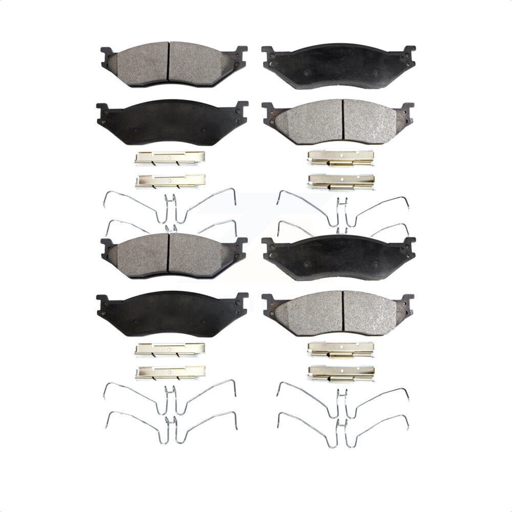 Front Rear Ceramic Brake Pads Kit For Ford F-450 Super Duty F-550 F-59 Commercial Stripped Chassis International IC Corporation LCF CF500 CF600 TerraStar AE School Bus E-550 AC F-53 Motorhome Econoline KTC-100622