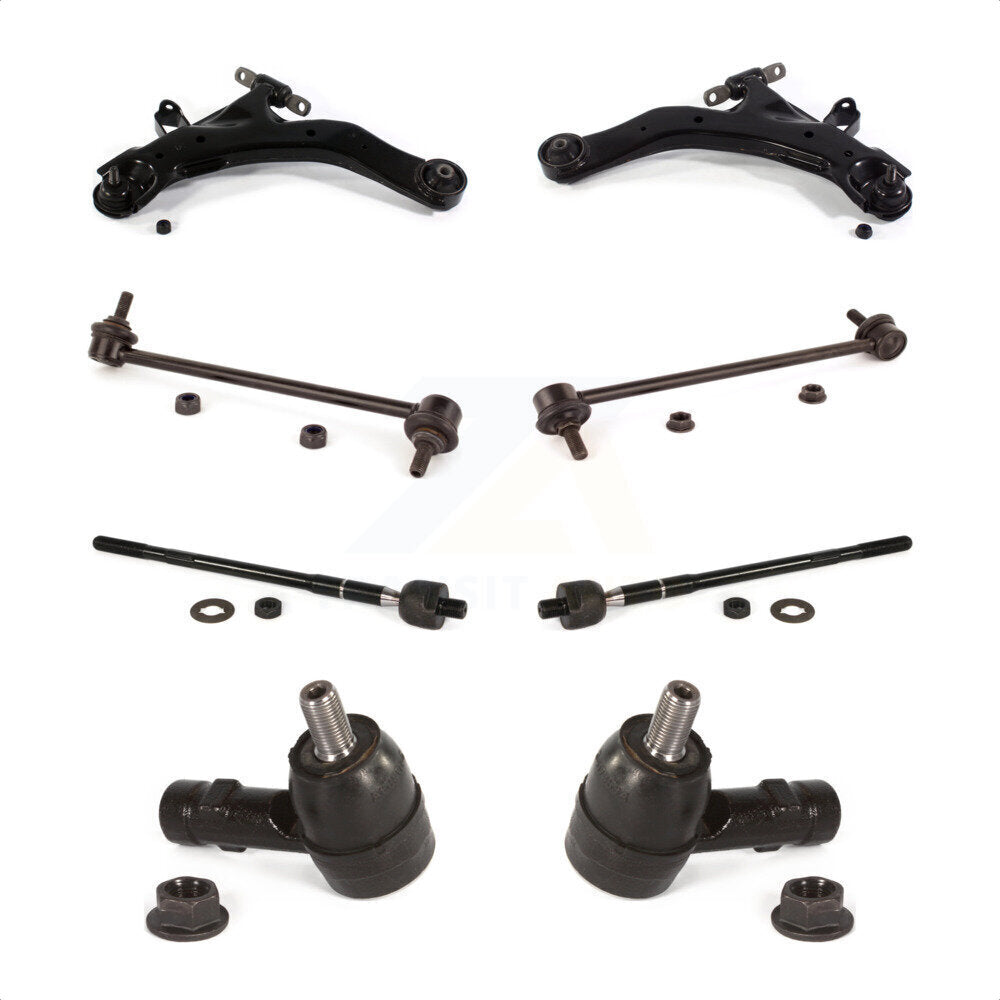 Front Suspension Control Arm And Ball Joint Assembly Steering Tie Rod End Stabilizer Bar Link Kit (8Pc) For 2005-2009 Kia Spectra Spectra5 KTR-100461