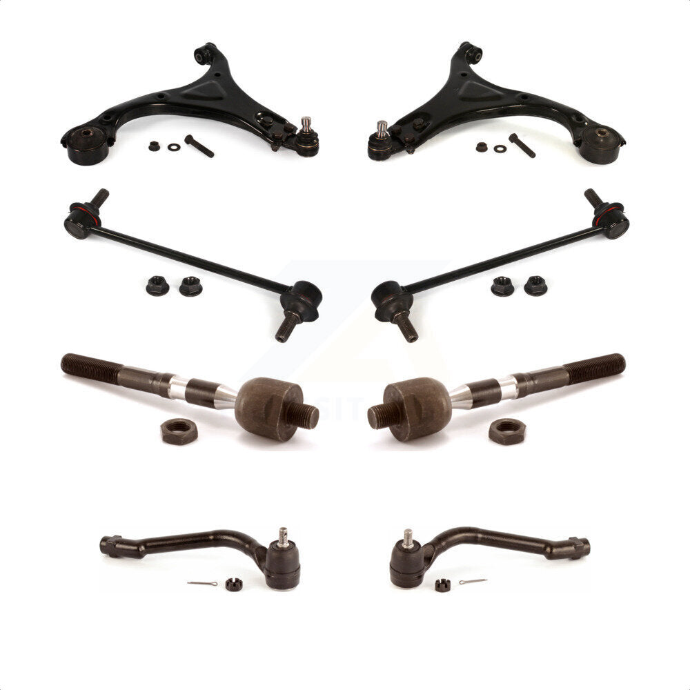 Front Suspension Control Arm And Ball Joint Assembly Steering Tie Rod End Stabilizer Bar Link Kit (8Pc) For 2012-2013 Hyundai Sonata GL GLS 10.63" Center To Length KTR-100572