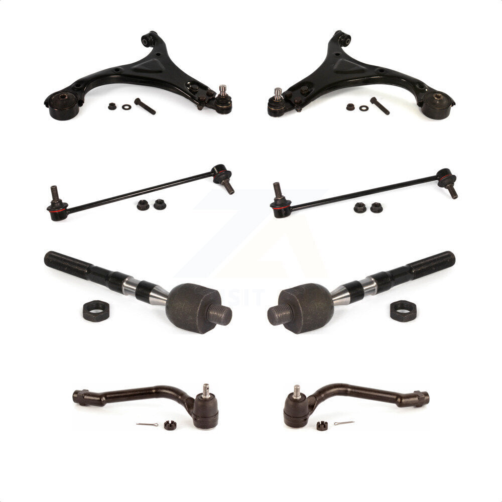 Front Suspension Control Arm And Ball Joint Assembly Steering Tie Rod End Stabilizer Bar Link Kit (8Pc) For 2014 Hyundai Sonata GLS 12.64" Center To Length KTR-100607