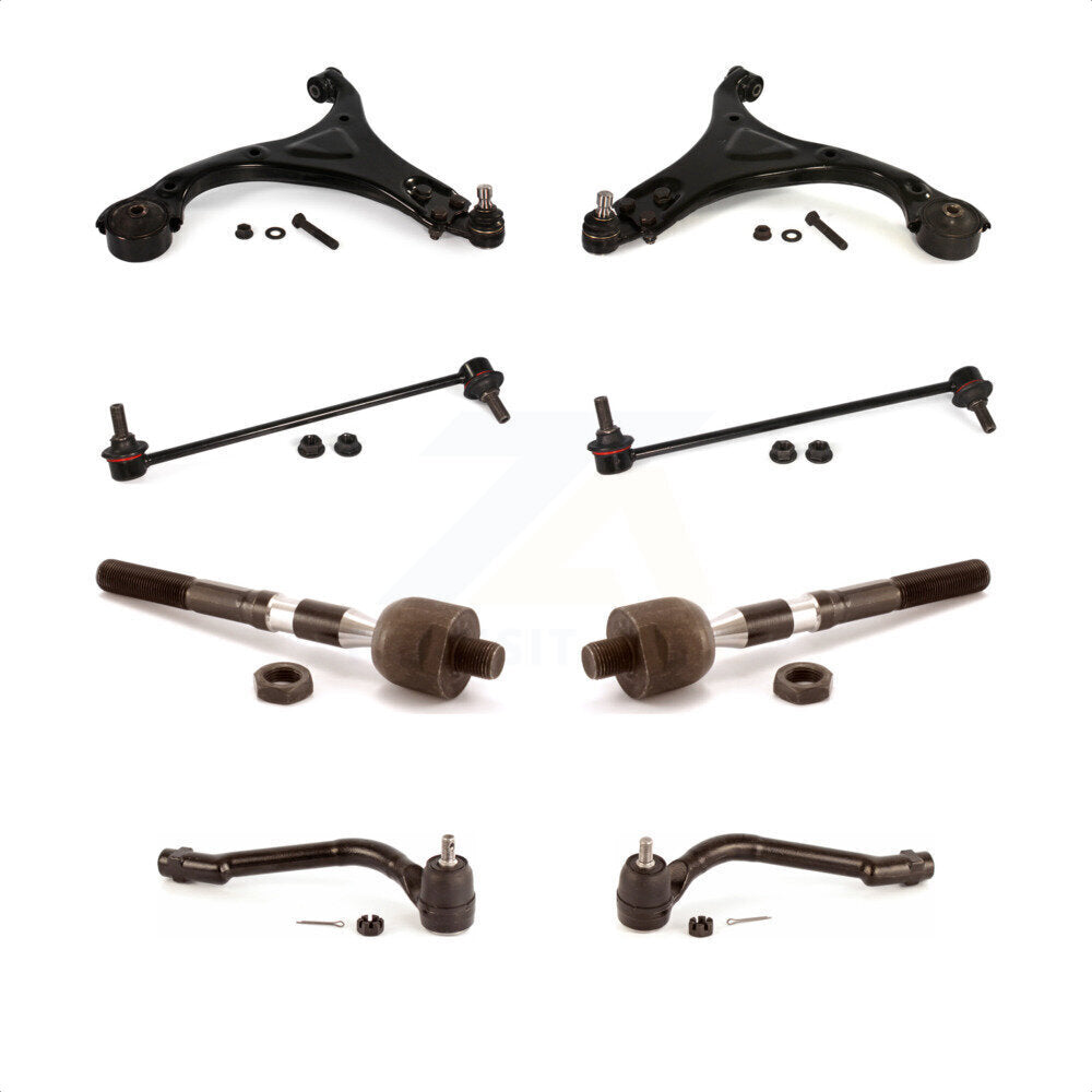 Front Suspension Control Arm And Ball Joint Assembly Steering Tie Rod End Stabilizer Bar Link Kit (8Pc) For 2012-2013 Hyundai Sonata GL GLS 12.64" Center To Length KTR-100608
