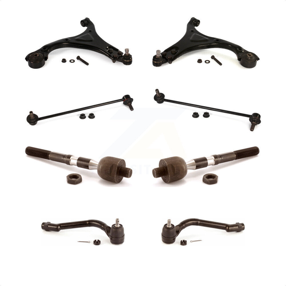 Front Suspension Control Arm And Ball Joint Assembly Steering Tie Rod End Stabilizer Bar Link Kit (8Pc) For 2012 Hyundai Sonata GL GLS 13.82" Center To Length KTR-100609