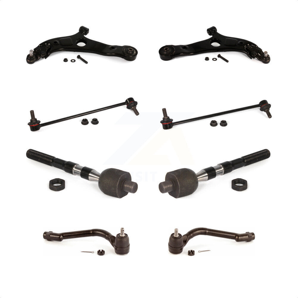 Front Suspension Control Arm And Ball Joint Assembly Steering Tie Rod End Stabilizer Bar Link Kit (8Pc) For 2014 Hyundai Sonata SE 12.64" Center To Length KTR-100610
