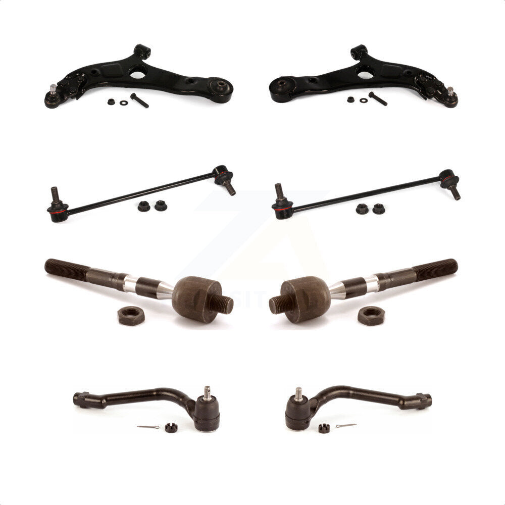 Front Suspension Control Arm And Ball Joint Assembly Steering Tie Rod End Stabilizer Bar Link Kit (8Pc) For 2012-2013 Hyundai Sonata SE 12.64" Center To Length KTR-100611