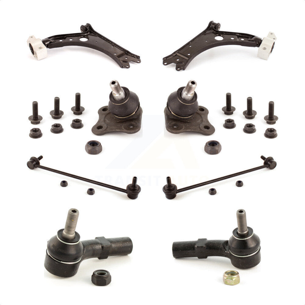 Front Suspension Control Arm Steering Tie Rod End Stabilizer Bar Link Ball Joint Kit (8Pc) For 2007 Volkswagen Jetta 2.0T 2.5 Europa Trendline Wolfsburg Edition TDI To VIN 9M7631263 KTR-103175