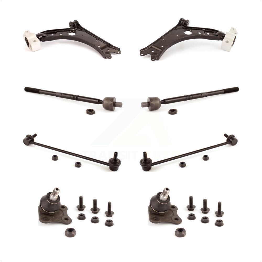 Front Suspension Control Arm Steering Tie Rod End Stabilizer Bar Link Ball Joint Kit (8Pc) For 2007 Volkswagen Jetta 2.0T 2.5 Europa Trendline Wolfsburg Edition TDI To VIN 9M7631263 KTR-103181