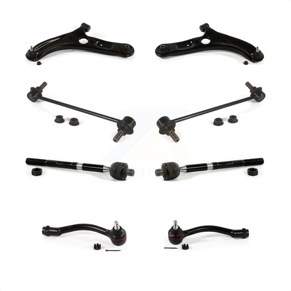 Front Suspension Control Arm And Ball Joint Assembly Steering Tie Rod End Stabilizer Bar Link Kit (8Pc) For Kia Forte Forte5 Koup KTR-103233