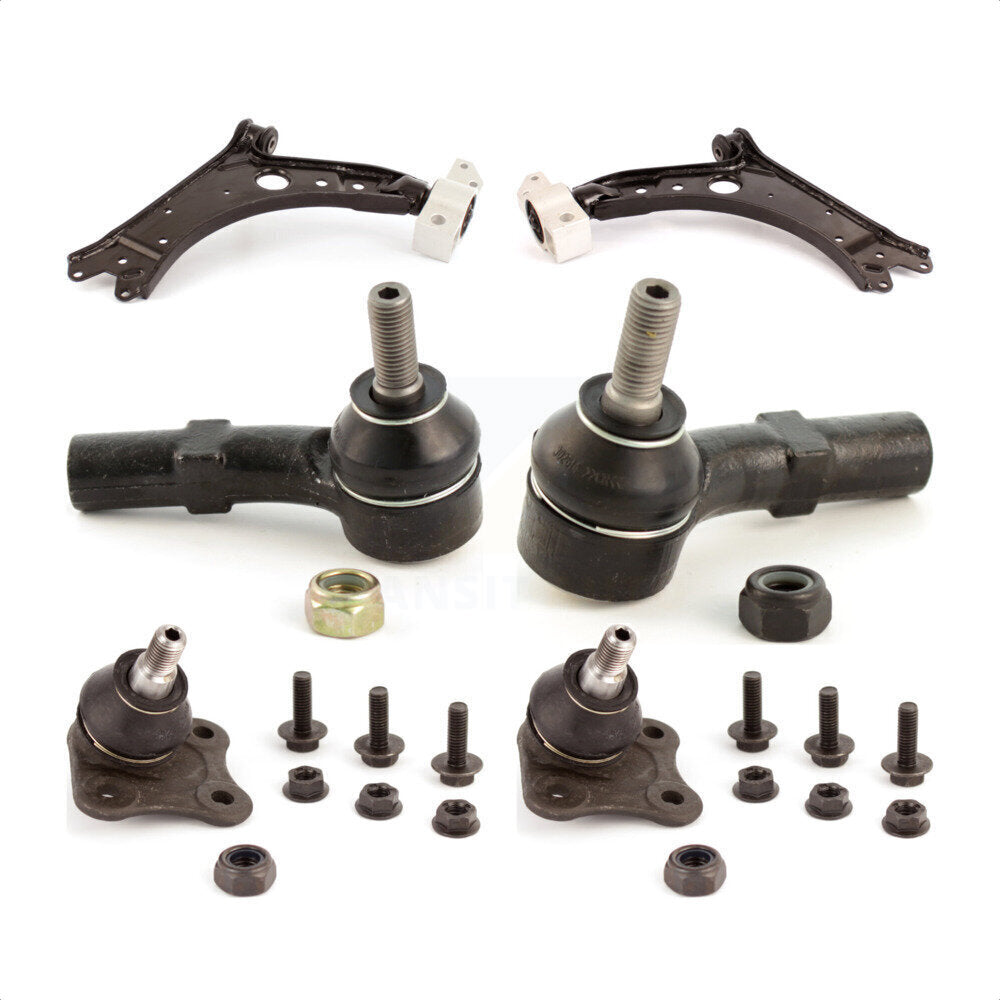 Front Suspension Control Arm With Tie Rod End And Ball Joint Kit (6Pc) For 2007 Volkswagen Jetta 2.0T 2.5 Europa Trendline Wolfsburg Edition TDI To VIN 9M7631263 KTR-103986