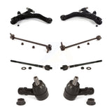 Front Suspension Control Arm And Ball Joint Assembly Steering Tie Rod End Stabilizer Bar Link Kit (8Pc) For 2003-2008 Hyundai Tiburon KTR-104055