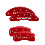 MGP 4 Caliper Covers Engraved Front & Rear Red Power Coat Finish Silver Characters - Honda