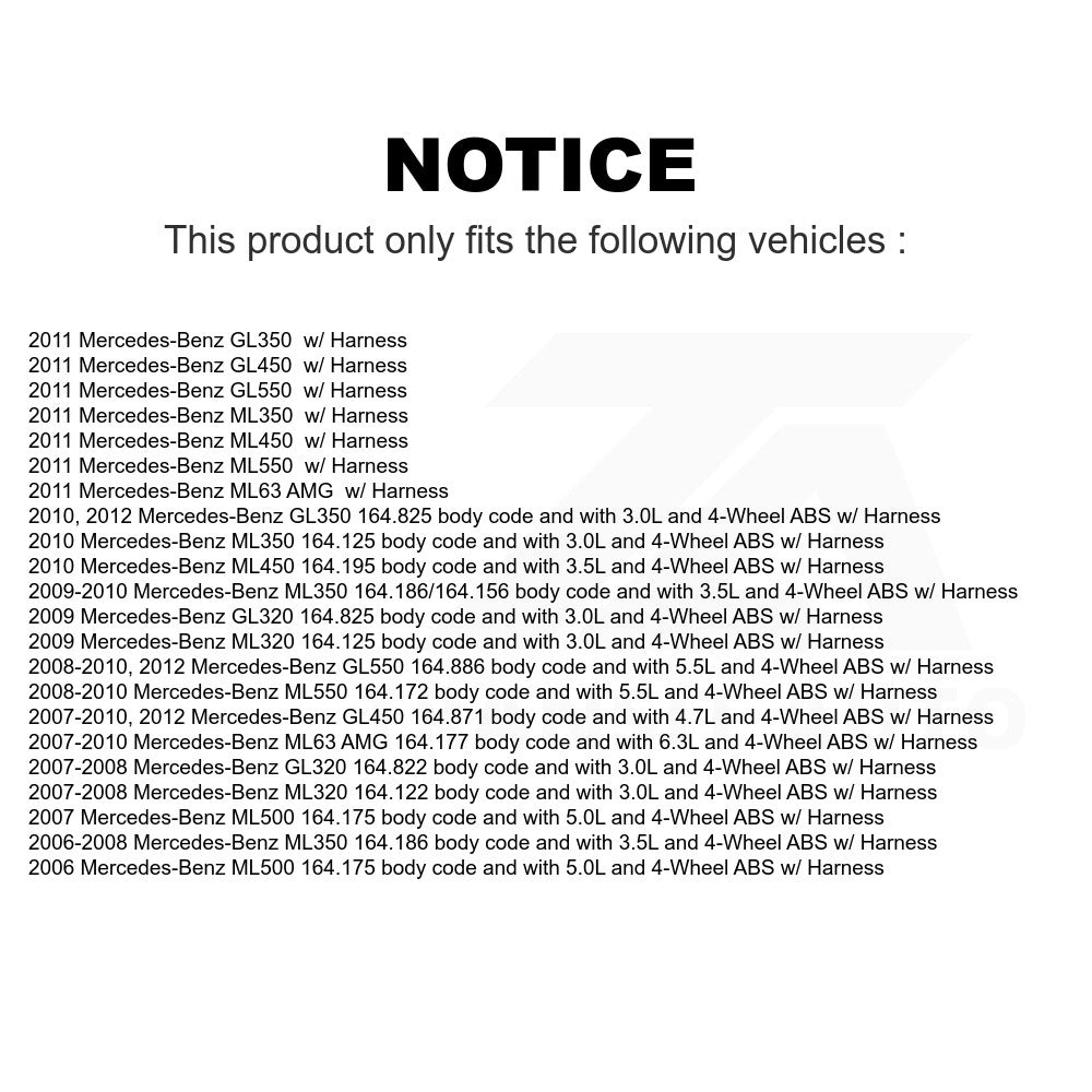 Mpulse Front ABS Wheel Speed Sensor SEN-2ABS0196 For Mercedes-Benz ML350 GL450 GL550 ML500 ML320 GL350 ML550 GL320 ML63 AMG ML450 w/ Harness