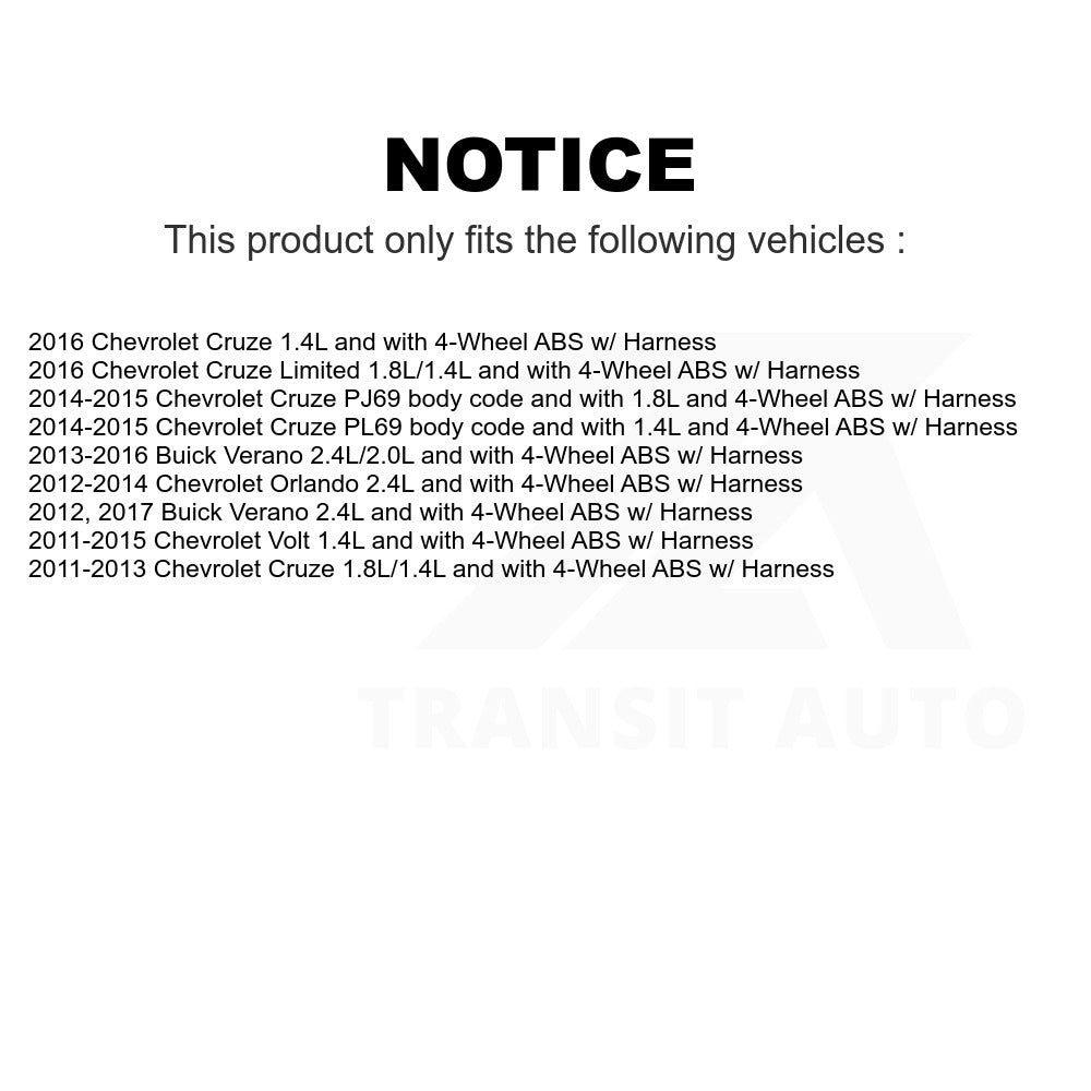 Mpulse Front ABS Wheel Speed Sensor SEN-2ABS0882 For Chevrolet Cruze Buick Verano Limited Volt Orlando w/ Harness