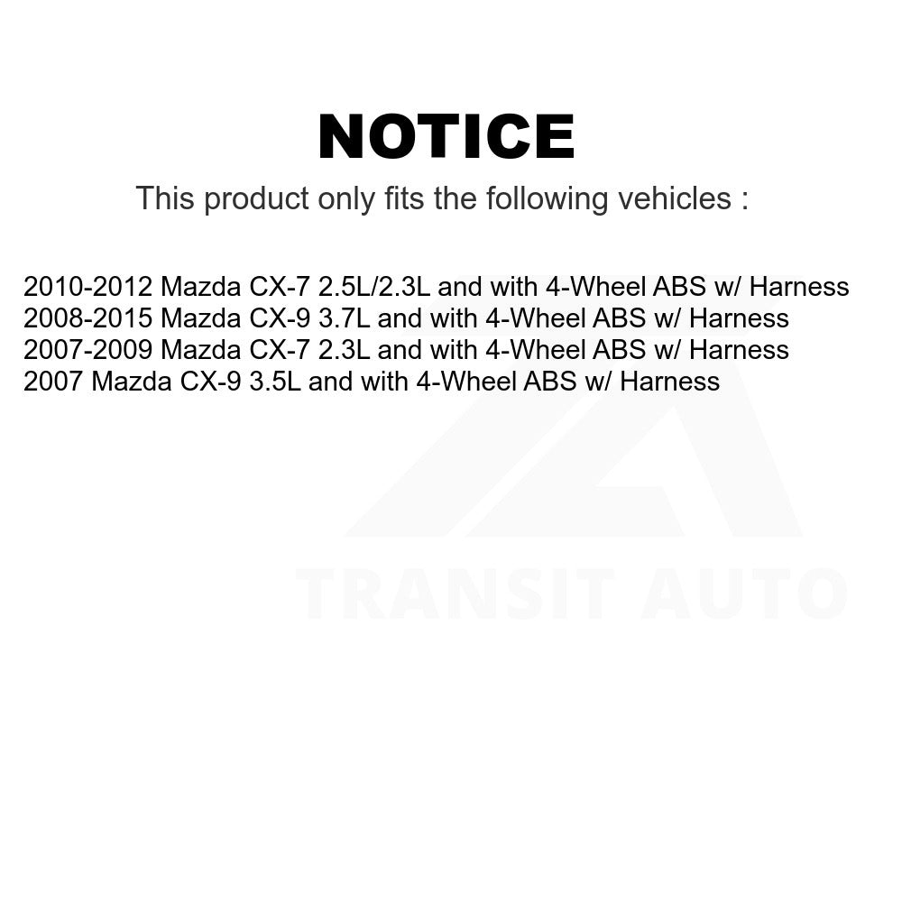 Mpulse Front Right ABS Wheel Speed Sensor SEN-2ABS0683 For Mazda CX-9 CX-7 w/ Harness