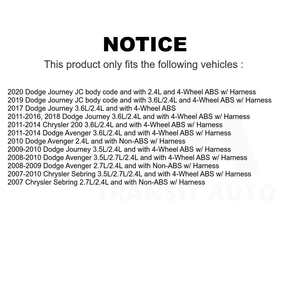 Mpulse Front Right ABS Wheel Speed Sensor SEN-2ABS0809 For Dodge Journey Chrysler Avenger 200 Sebring