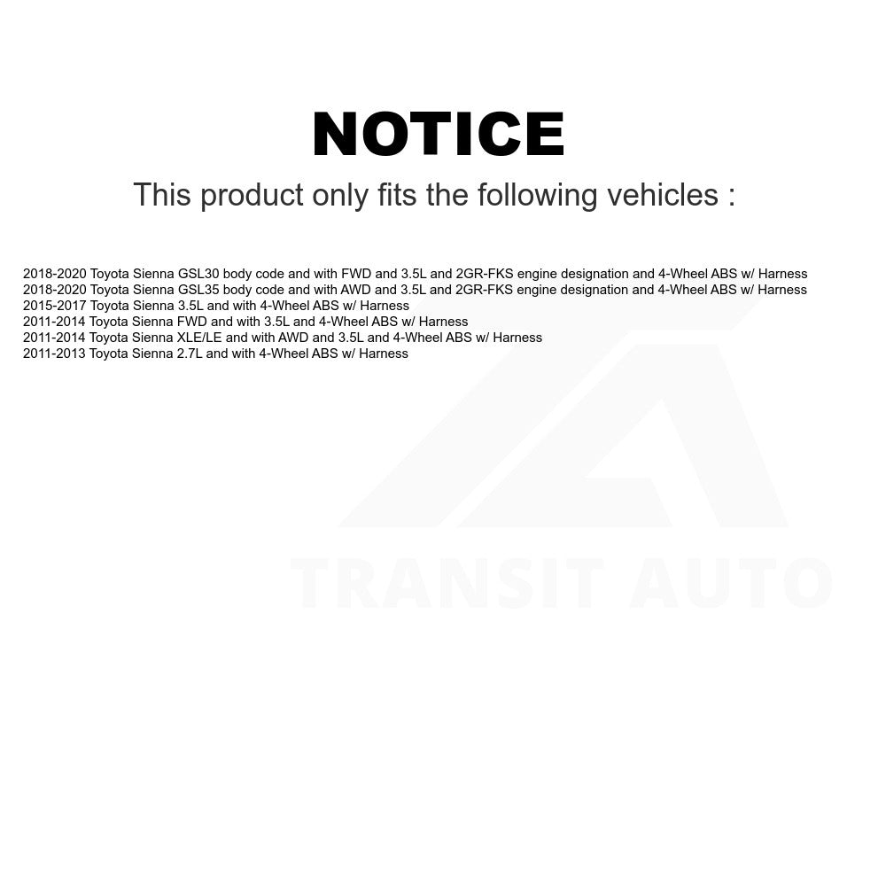 Mpulse Front Right ABS Wheel Speed Sensor SEN-2ABS0888 For Toyota Sienna w Harness