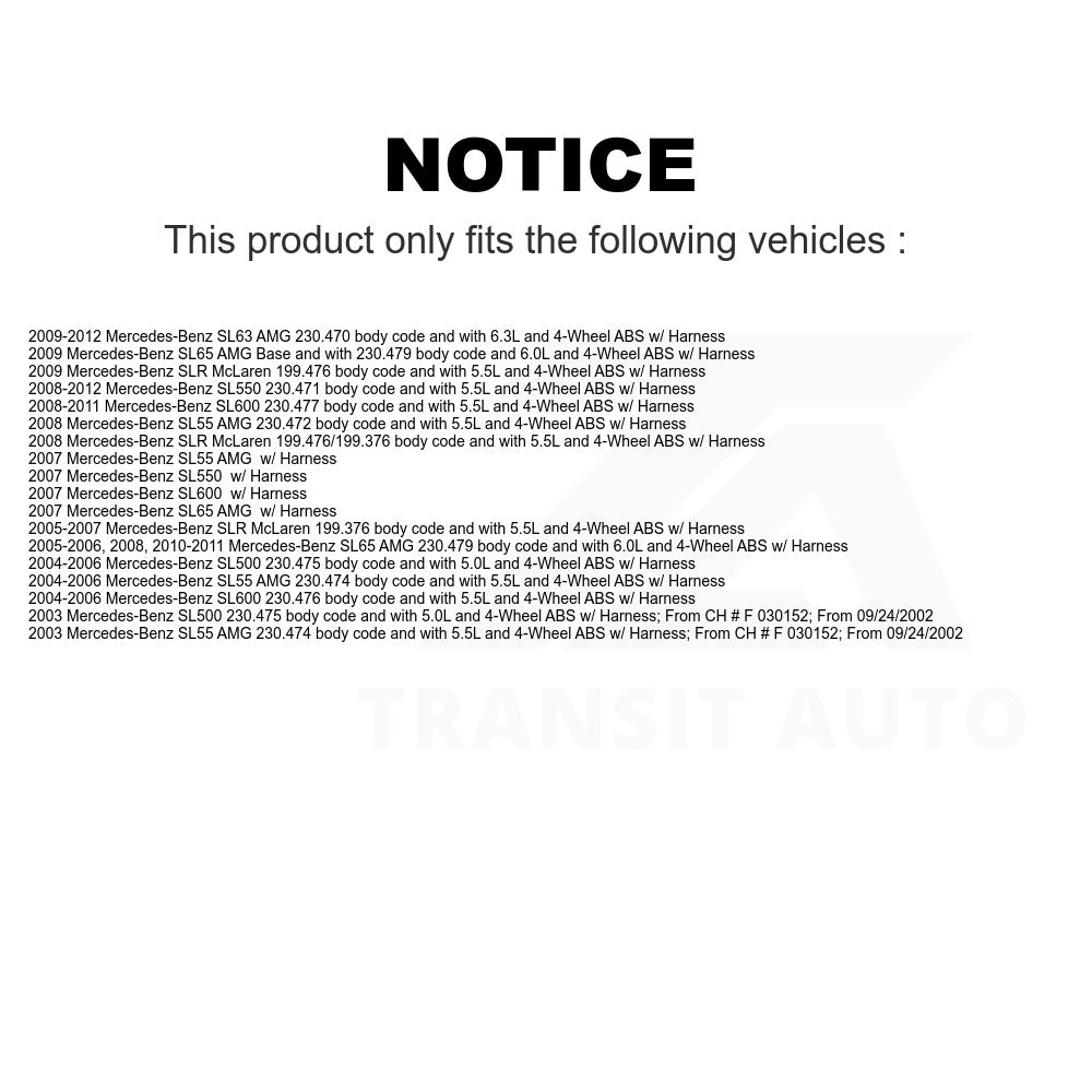 Mpulse Rear ABS Wheel Speed Sensor SEN-2ABS1750 For Mercedes-Benz SL500 SL550 SL55 AMG SL600 SL63 SL65 SLR McLaren