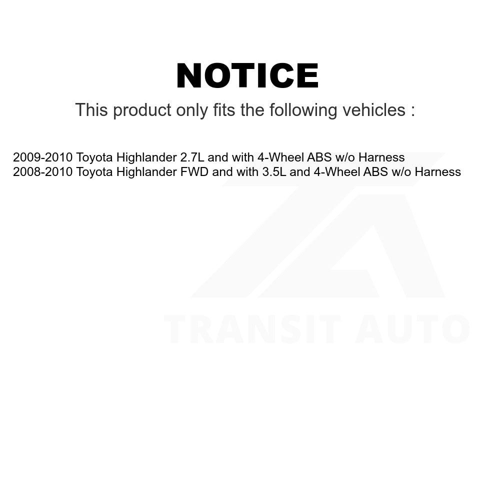 Mpulse Rear ABS Wheel Speed Sensor SEN-2ABS1868 For Toyota Highlander w o Harness
