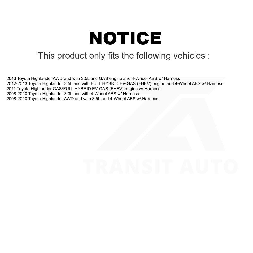 Mpulse Rear Left ABS Wheel Speed Sensor SEN-2ABS0315 For Toyota Highlander w Harness