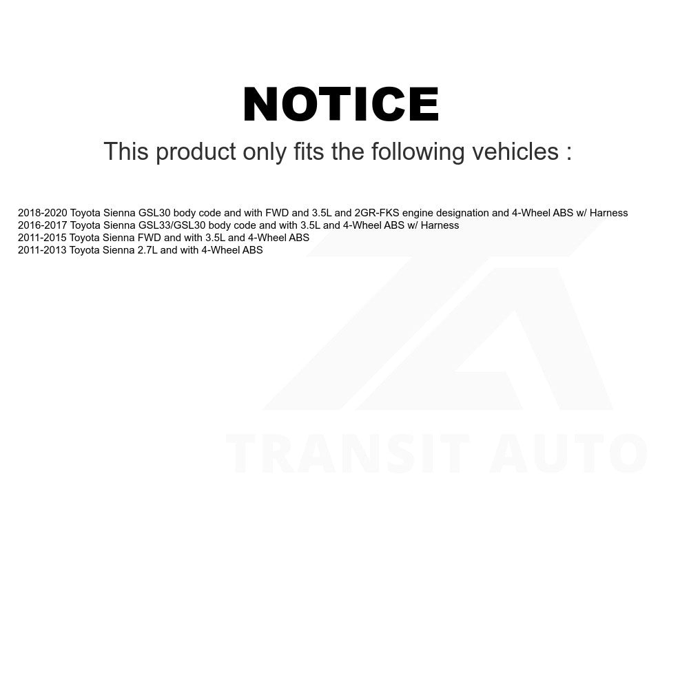 Mpulse Rear Left ABS Wheel Speed Sensor Wiring Harness SEN-2ABS2516 For Toyota Sienna