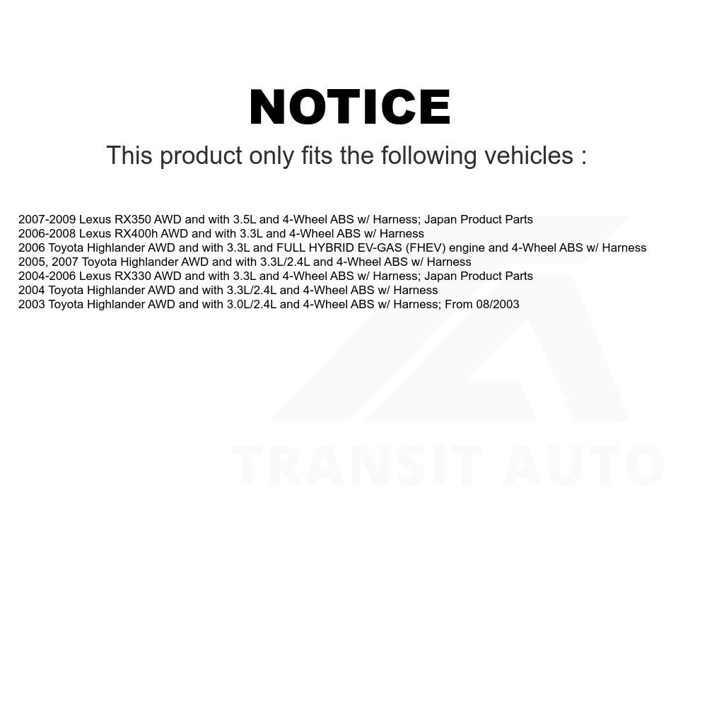 Mpulse Rear Right ABS Wheel Speed Sensor SEN-2ABS0237 For Toyota Highlander Lexus RX350 RX330 RX400h