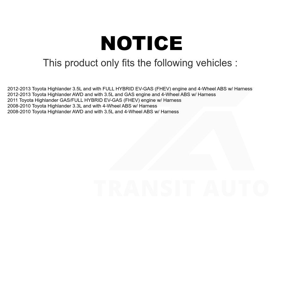 Mpulse Rear Right ABS Wheel Speed Sensor SEN-2ABS0310 For Toyota Highlander w Harness