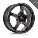 OPE GLOSS BLACK + MILL SIDE + RED CIRCLE 18x8.5 5x114.3 Wheels - FF05-0160R