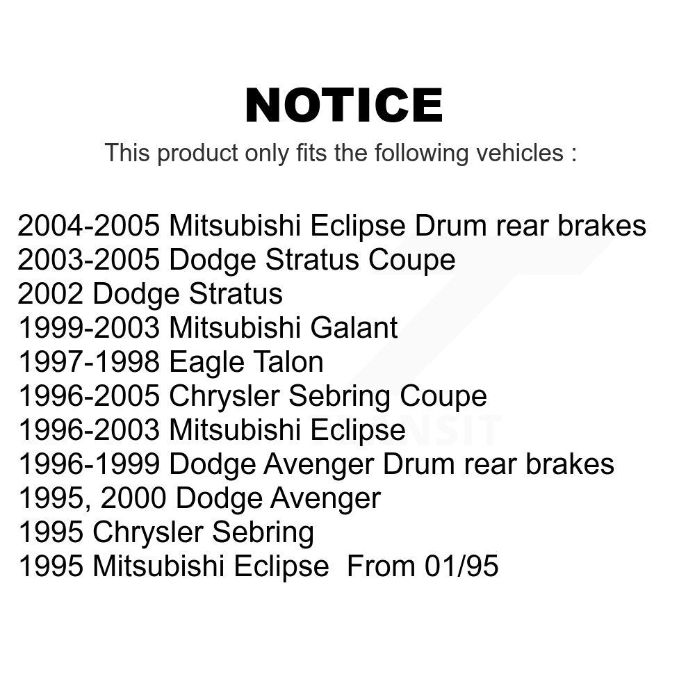 Rear Brake Drums Pair For Mitsubishi Chrysler Sebring Eclipse Dodge Stratus Galant Avenger Eagle Talon K8-101902