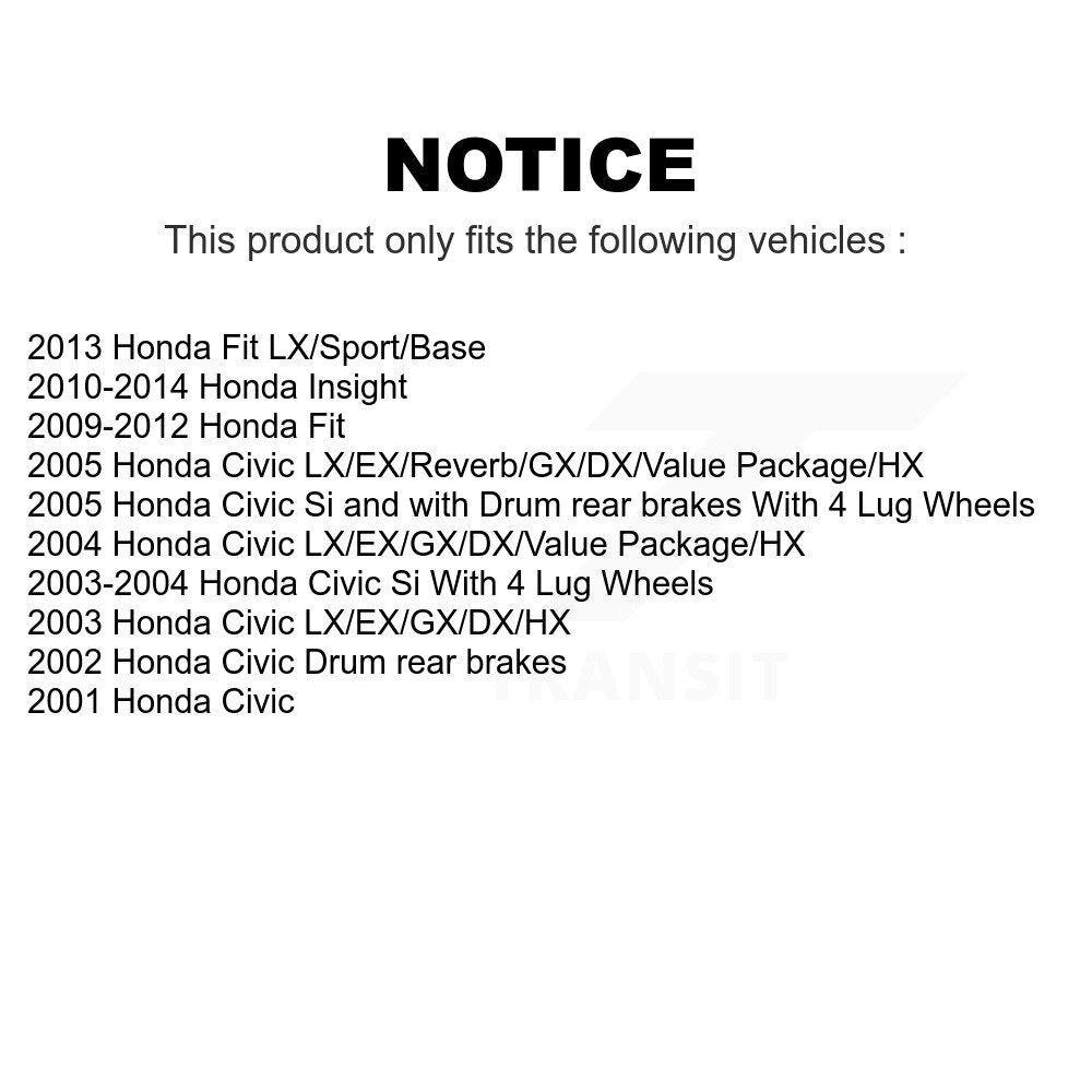 Rear Coated Brake Drums Pair For Honda Civic Fit Insight KG-101418