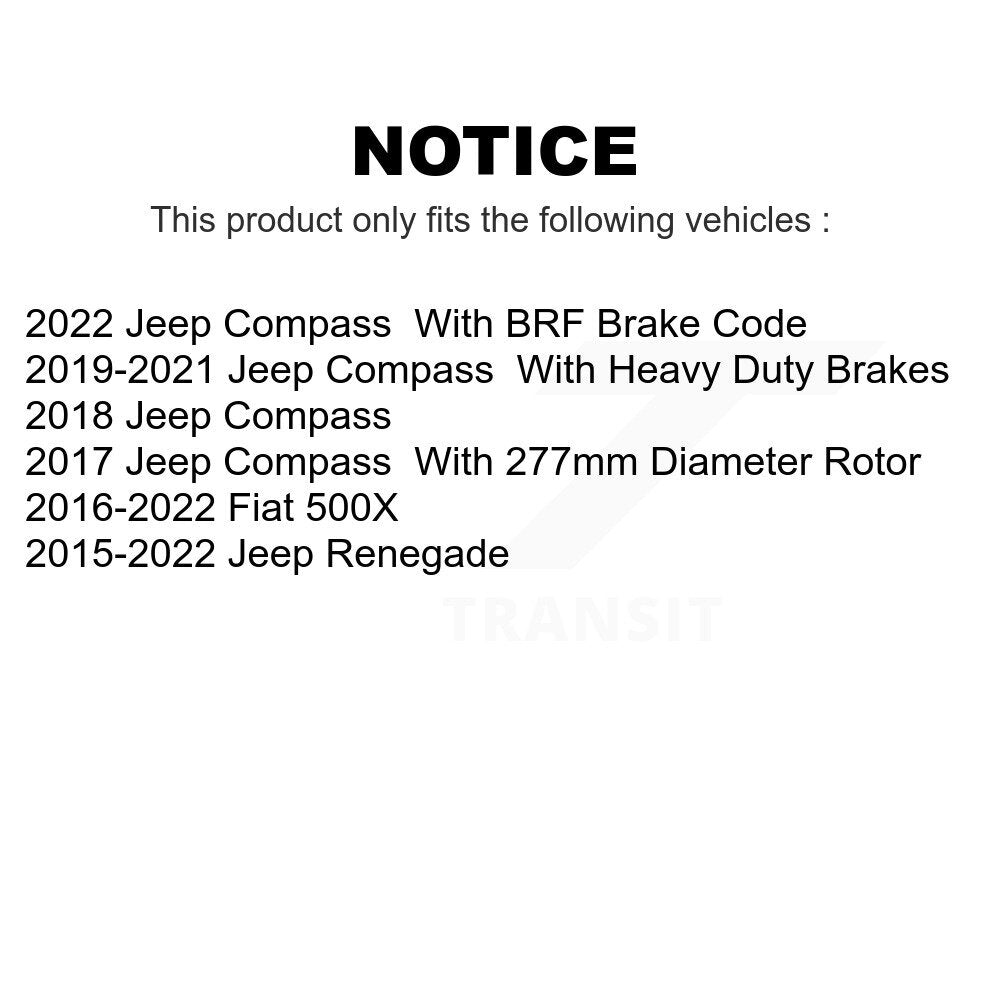 Rear Coated Disc Brake Rotors Pair For Jeep Renegade Compass Fiat 500X KG-100664