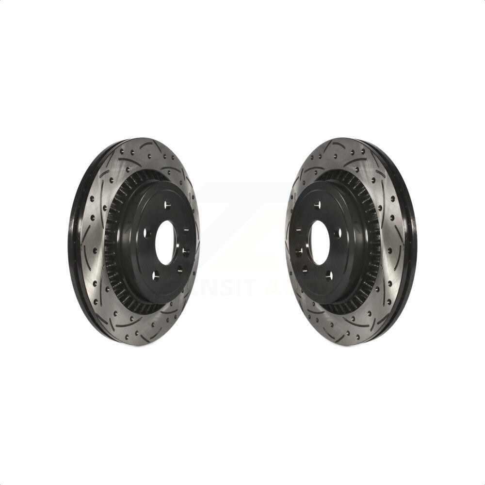 Rear Coated Drilled Slotted Disc Brake Rotors Pair For 2010-2017 Volvo XC60 KD-100173