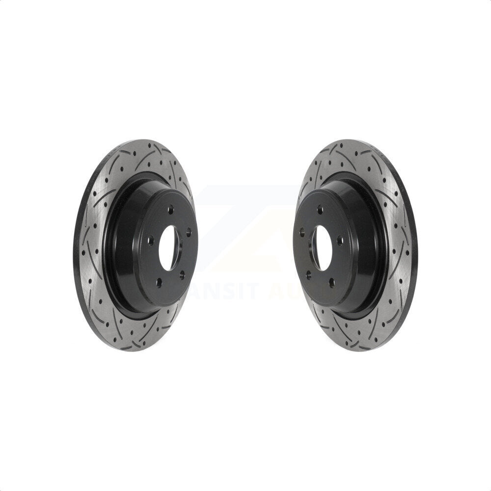 Rear Coated Drilled Slotted Disc Brake Rotors Pair For 2012-2015 Land Rover Range Evoque KD-100541