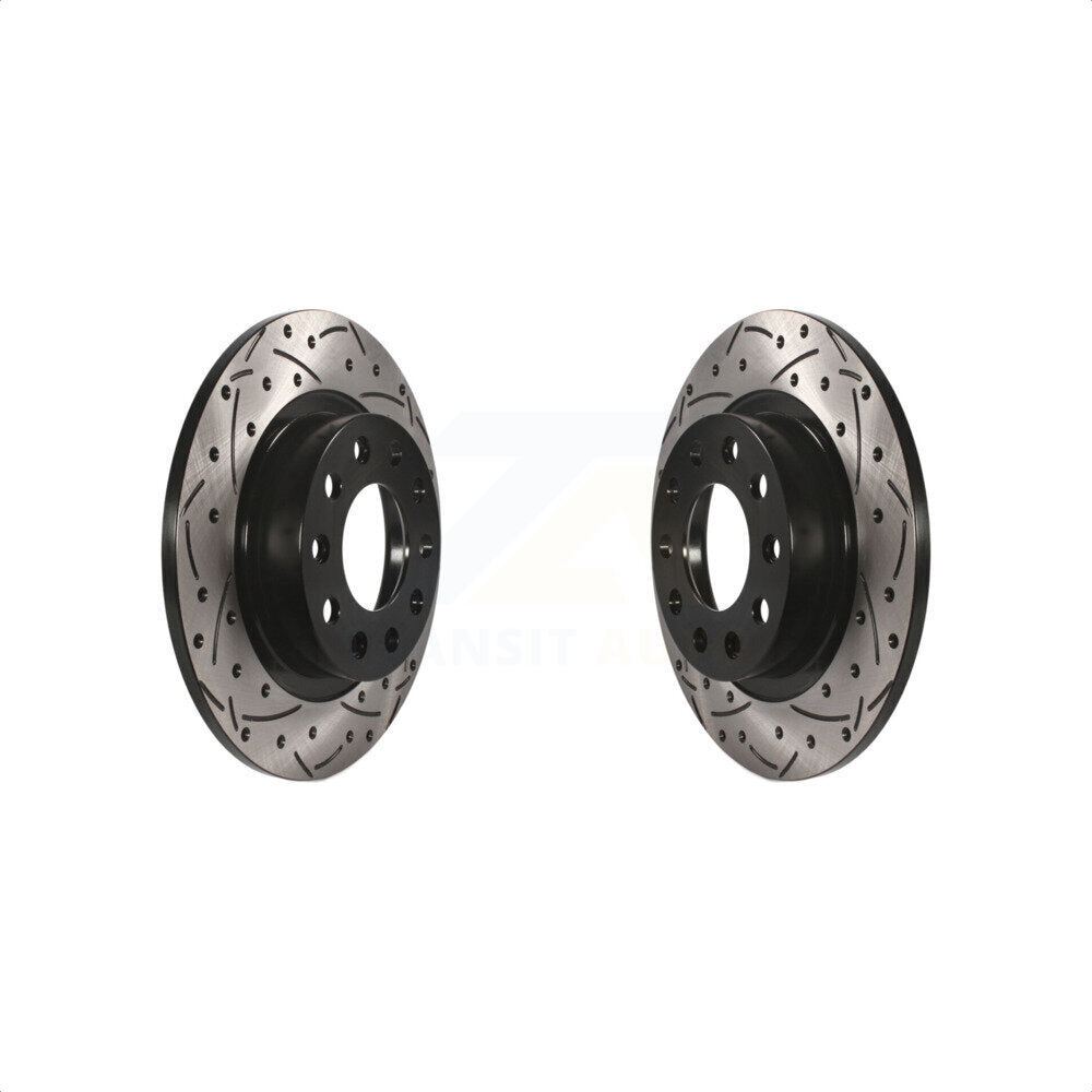 Rear Coated Drilled Slotted Disc Brake Rotors Pair For 2013-2016 Dodge Dart KD-100144