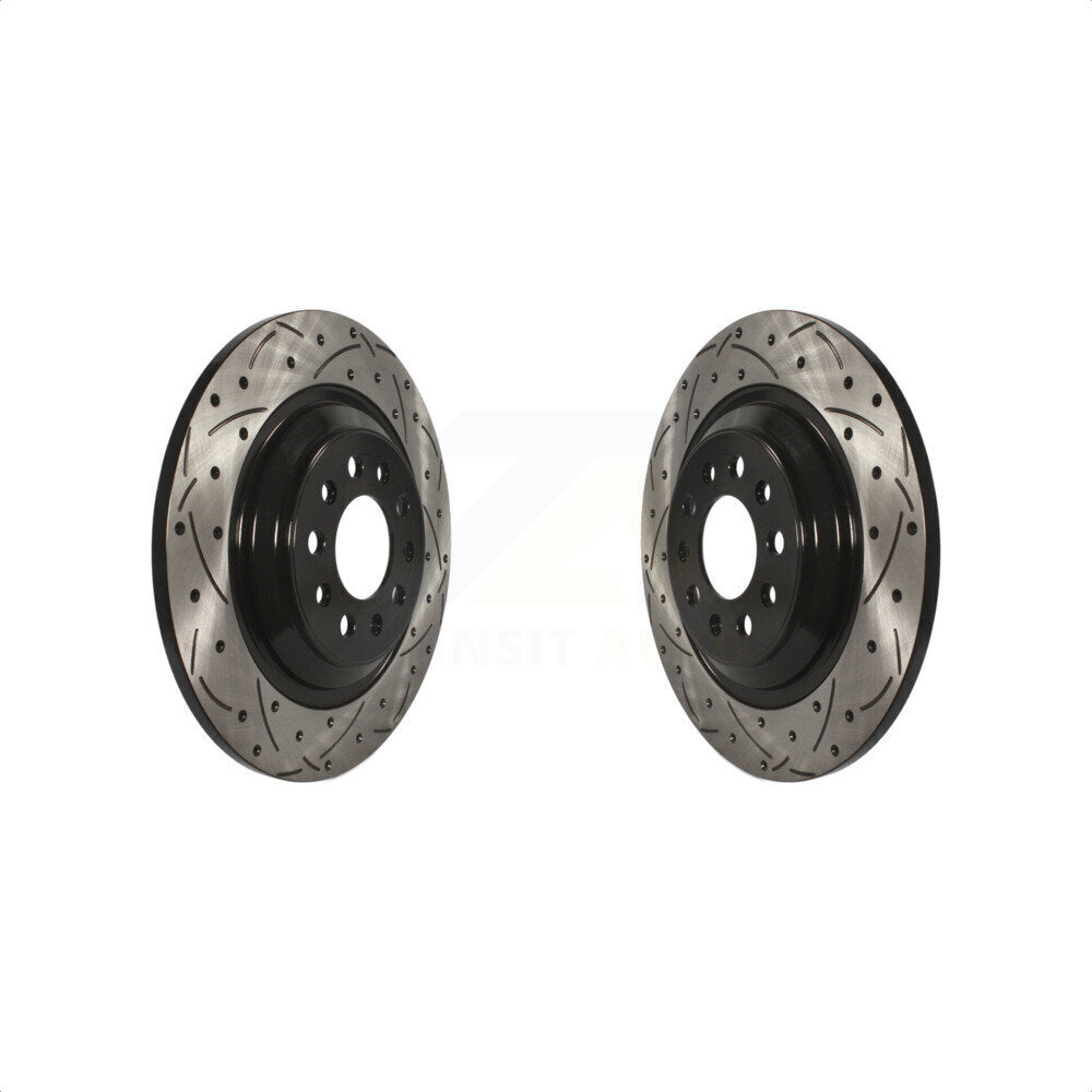 Rear Coated Drilled Slotted Disc Brake Rotors Pair For 2014-2021 Jeep Cherokee With Dual Piston Front Caliper KD-100146