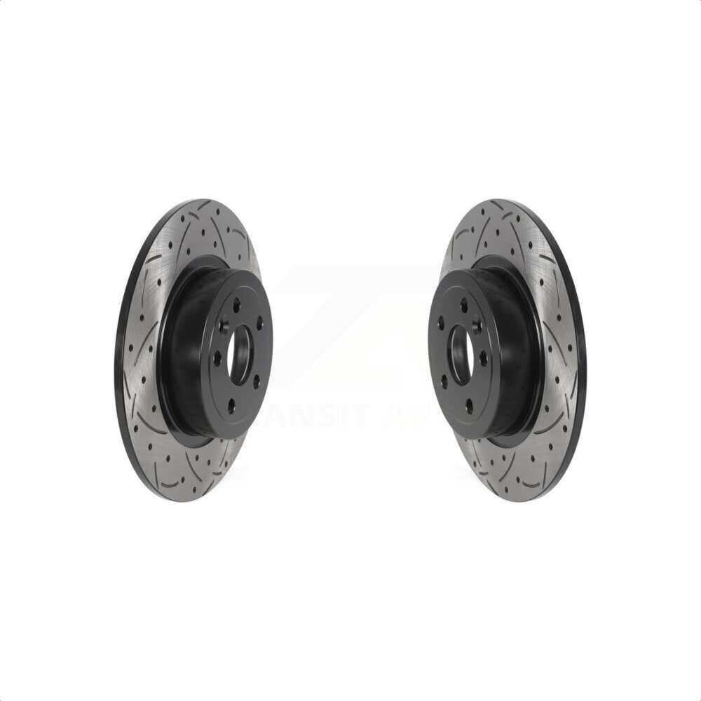 Rear Coated Drilled Slotted Disc Brake Rotors Pair For 2016-2019 Land Rover Range Evoque KD-100555