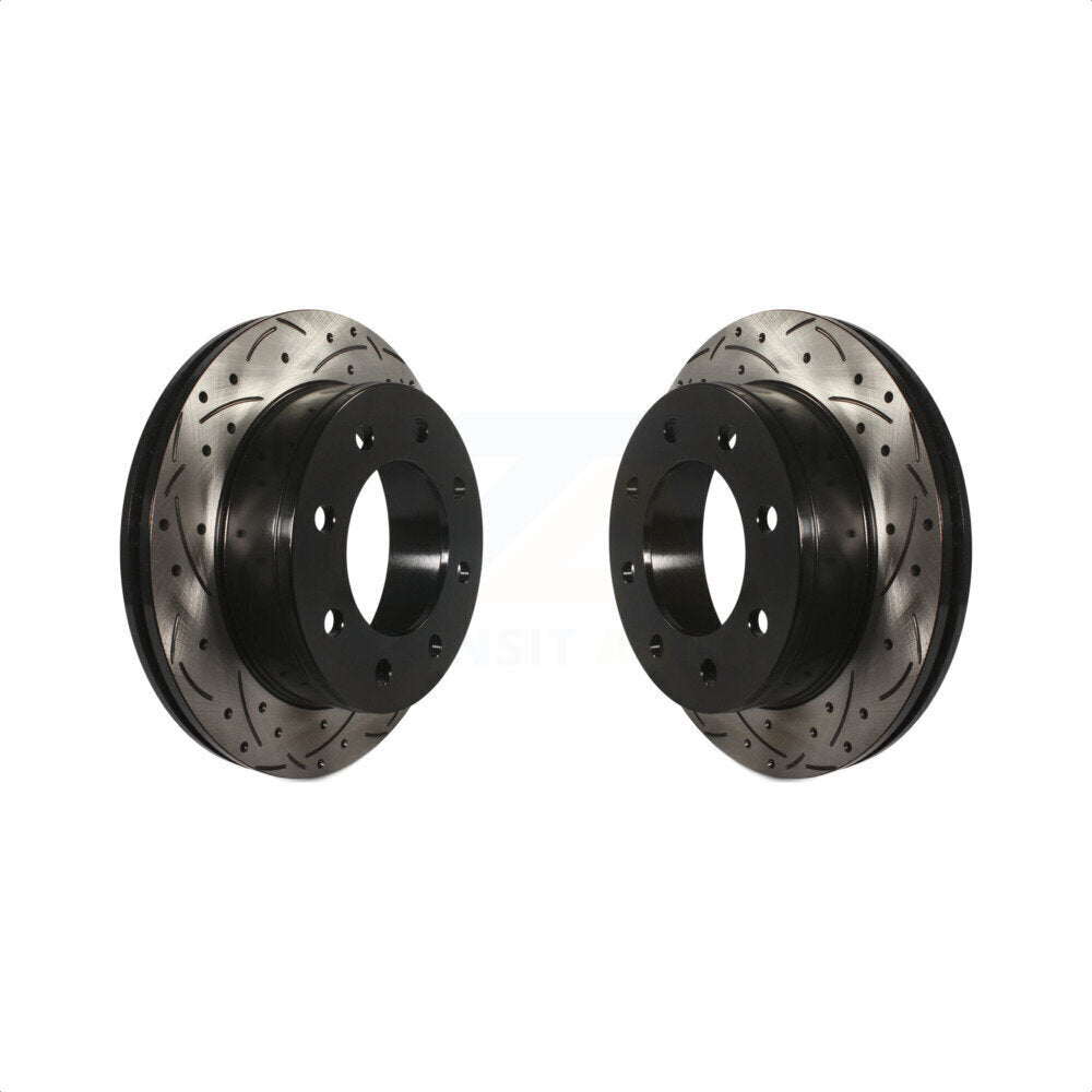 Rear Coated Drilled Slotted Disc Brake Rotors Pair For Chevrolet Express 3500 2500 GMC Savana KD-100105