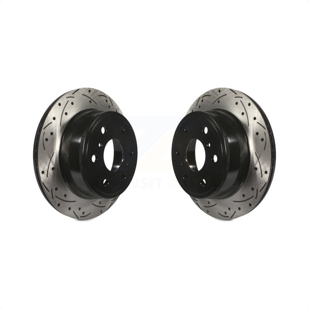 Rear Coated Drilled Slotted Disc Brake Rotors Pair For Chevrolet Silverado 1500 GMC Sierra Tahoe Yukon Cadillac Suburban Escalade XL Avalanche ESV LD Classic EXT Limited KD-100106