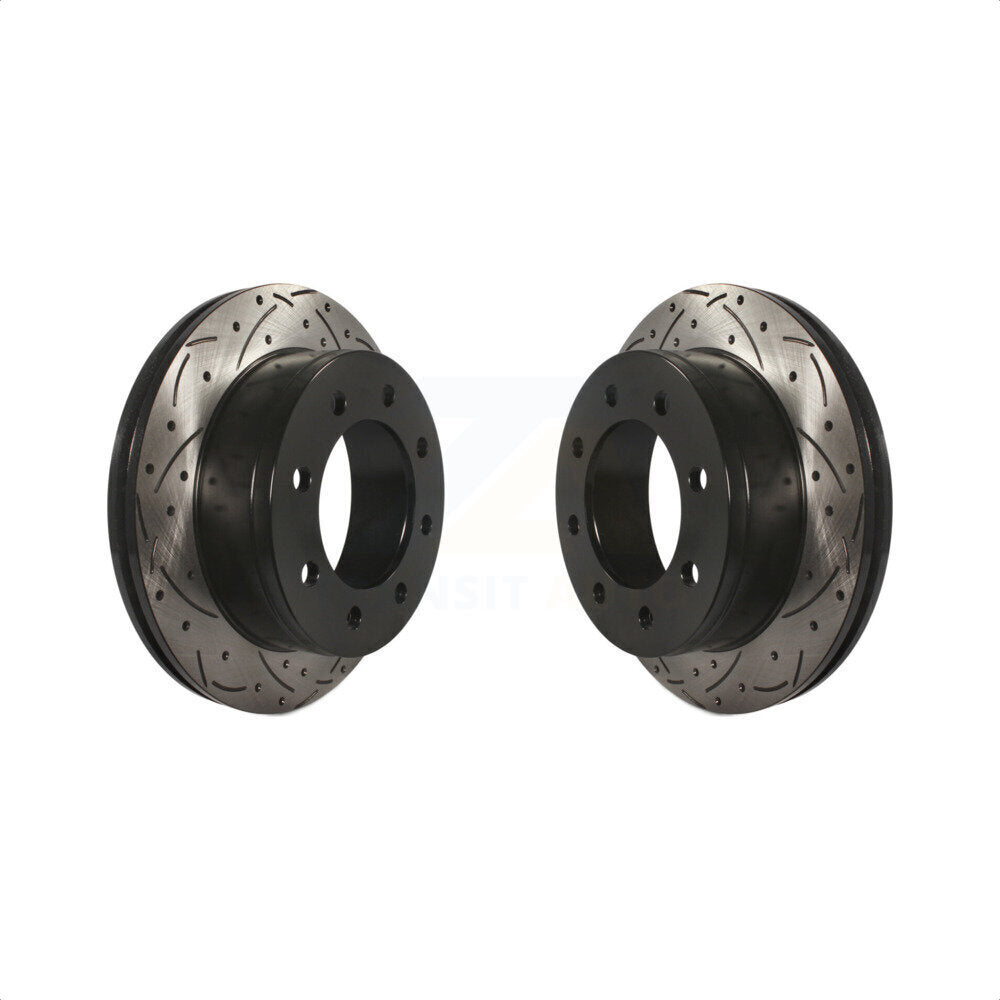 Rear Coated Drilled Slotted Disc Brake Rotors Pair For Chevrolet Silverado 2500 HD GMC Express 3500 Sierra Savana Classic Suburban Yukon XL Avalanche 4500 KD-100103