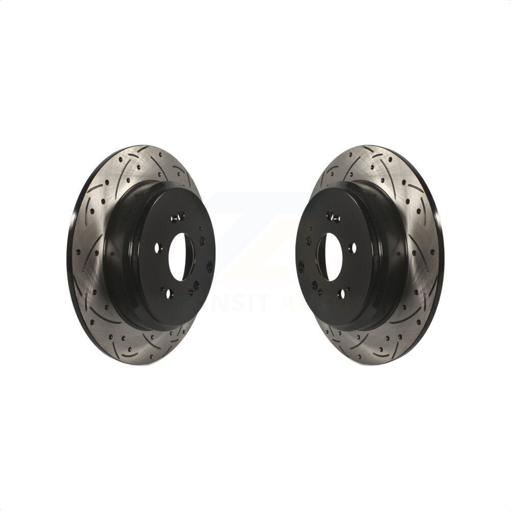 Rear Coated Drilled Slotted Disc Brake Rotors Pair For Honda Odyssey Pilot Acura MDX ZDX KD-100158