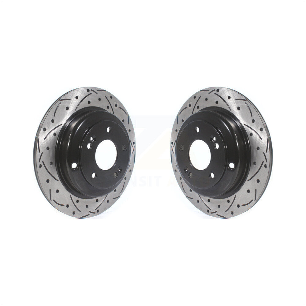 Rear Coated Drilled Slotted Disc Brake Rotors Pair For Hyundai Genesis Coupe KD-100172
