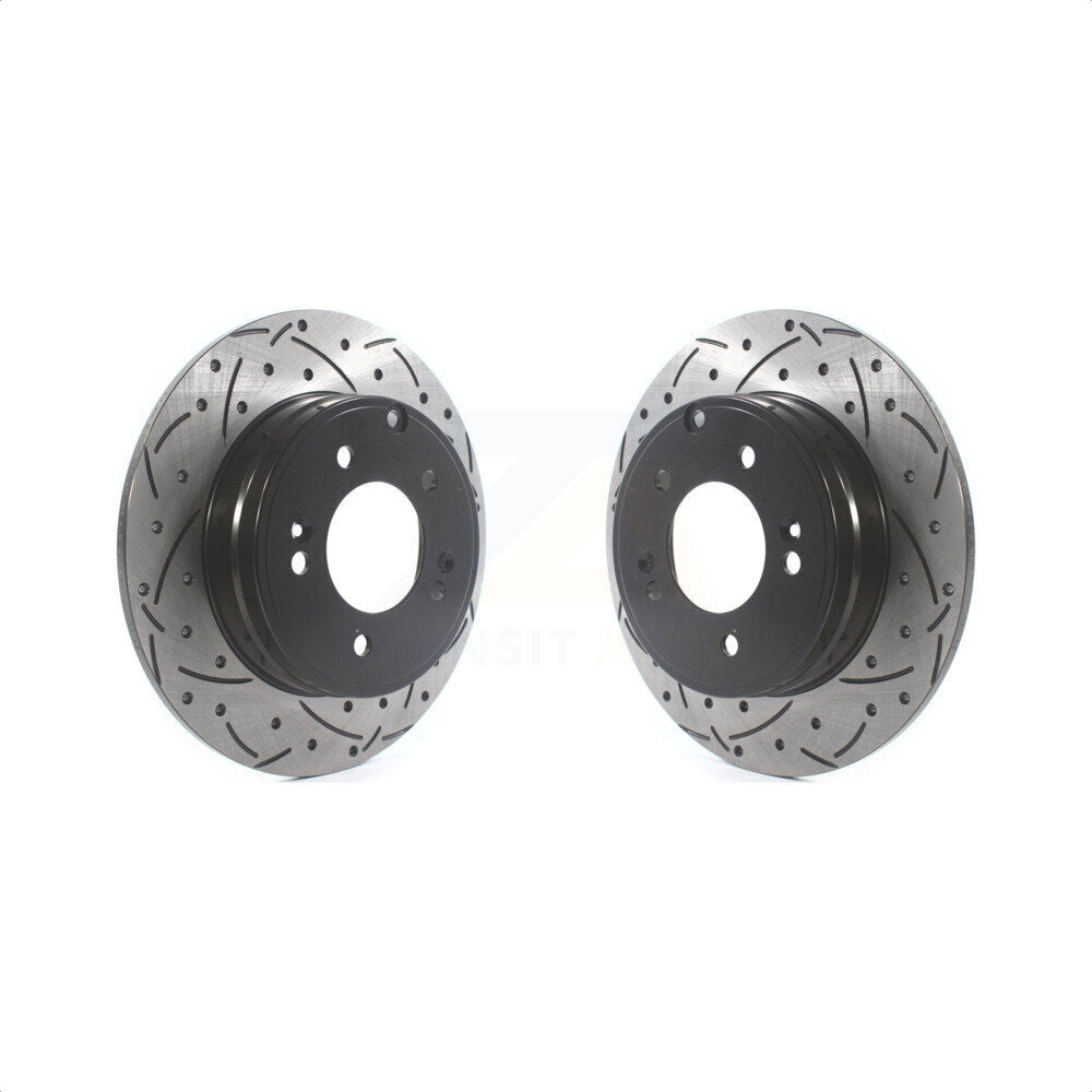 Rear Coated Drilled Slotted Disc Brake Rotors Pair For Hyundai Sonata Kia Optima Tucson Azera Cadenza KD-100531