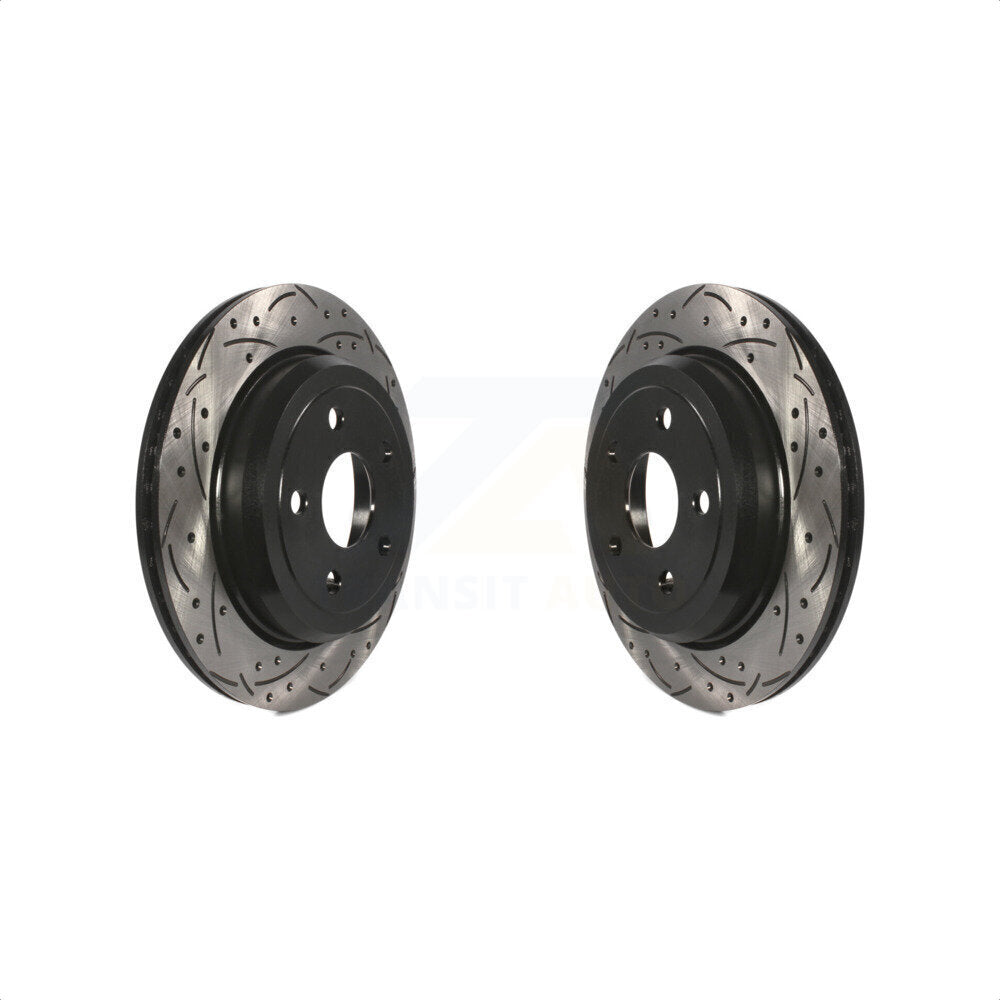 Rear Coated Drilled Slotted Disc Brake Rotors Pair For Jeep Grand Cherokee Dodge Durango WK KD-100142
